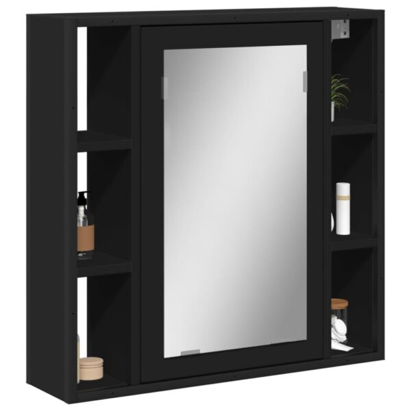 Armário casa banho c/ espelho 60x16x60 cm deriv. madeira preto