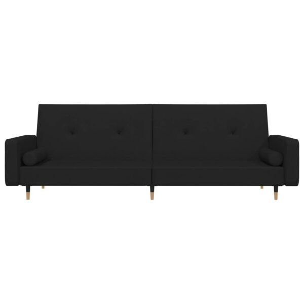 Sofá-cama 2 lugares com duas almofadas veludo preto - Image 3