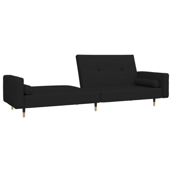 Sofá-cama 2 lugares com duas almofadas veludo preto - Image 4