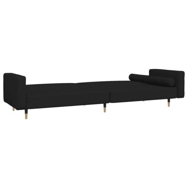 Sofá-cama 2 lugares com duas almofadas veludo preto - Image 5