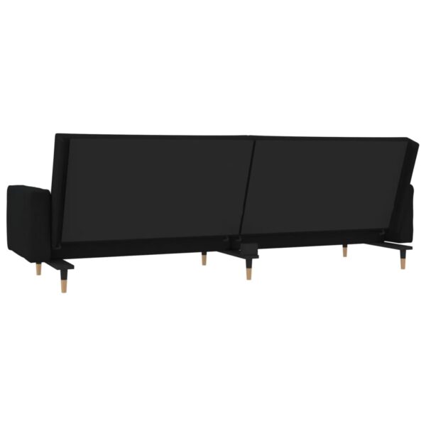 Sofá-cama 2 lugares com duas almofadas veludo preto - Image 6