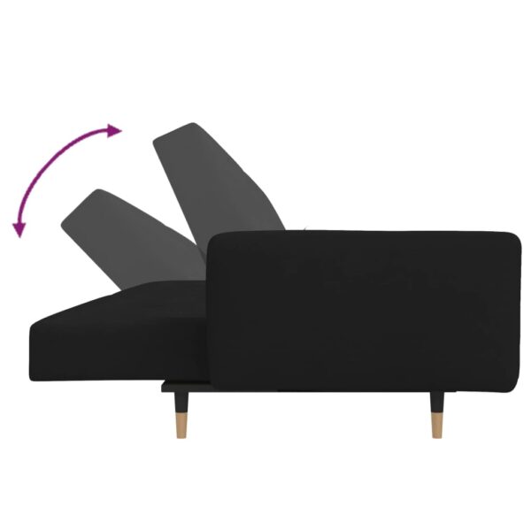 Sofá-cama 2 lugares com duas almofadas veludo preto - Image 7