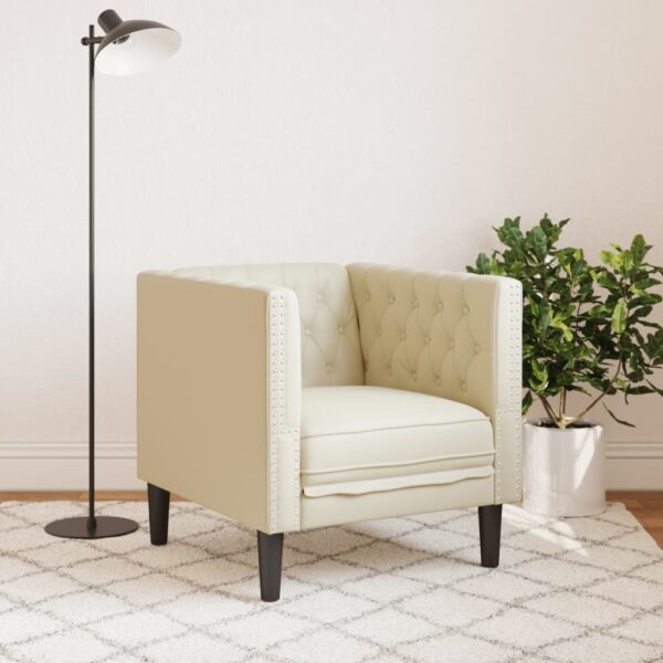 Sofá chesterfield couro artificial creme - Image 2