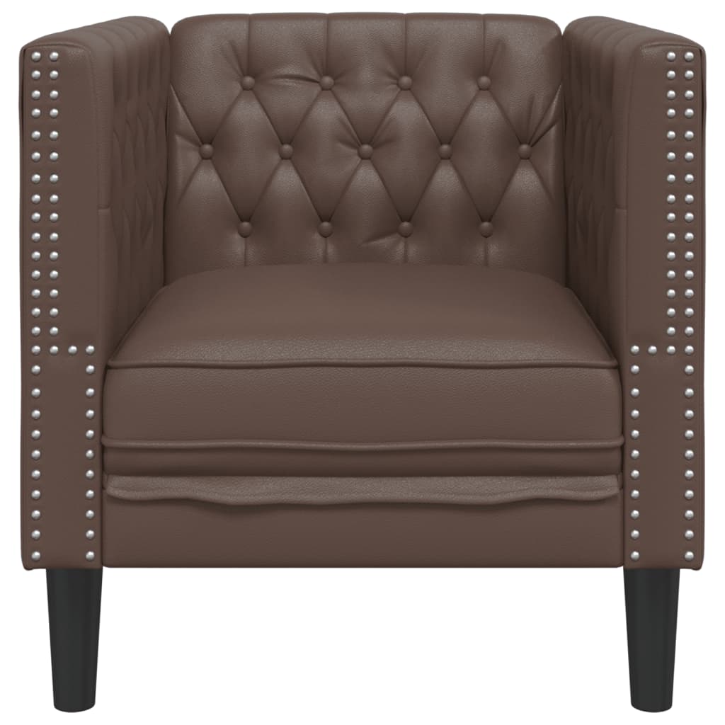 Sofá chesterfield couro artificial castanho - Image 3