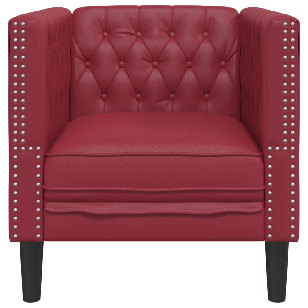 Sofá chesterfield couro artificial vermelho tinto - Image 3