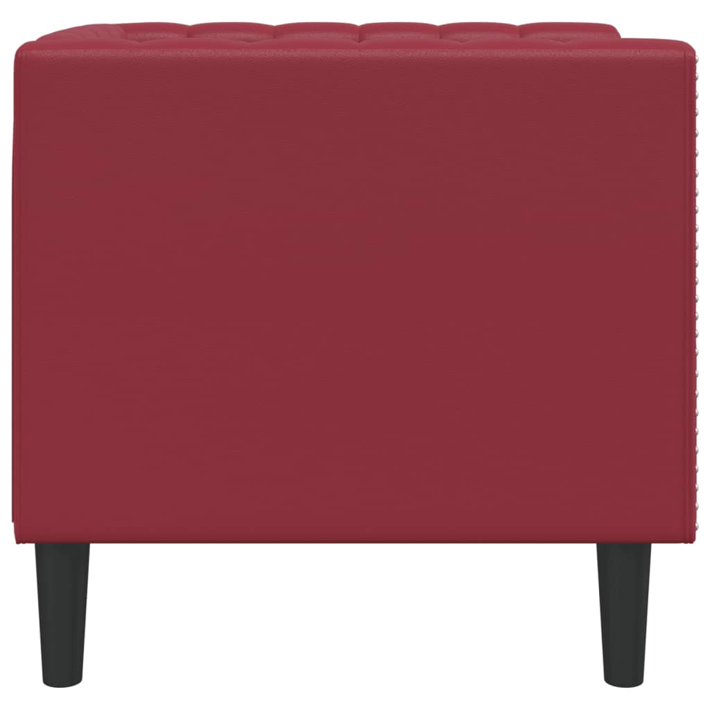 Sofá chesterfield couro artificial vermelho tinto - Image 4