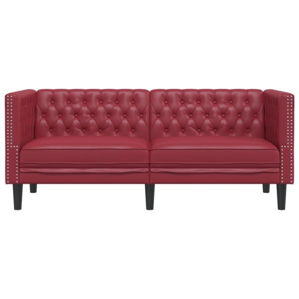 VidaXL Sofá chesterfield 2 lugares couro artificial vermelho tinto - Image 3