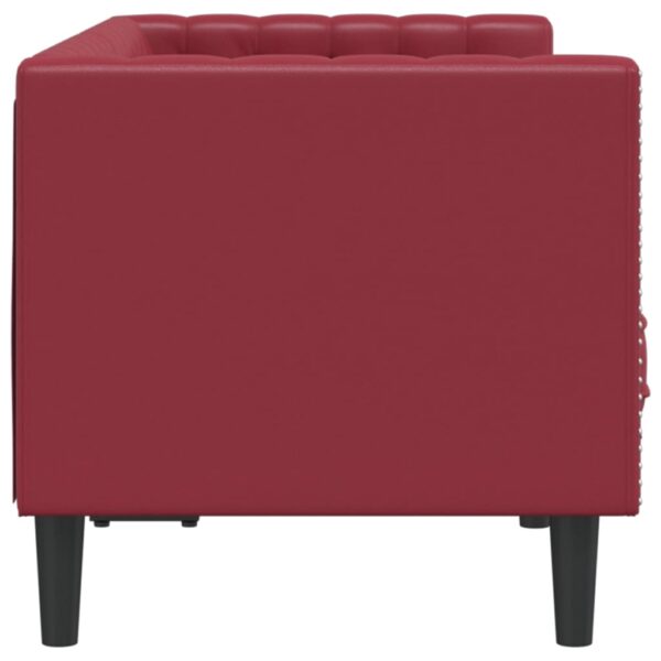 VidaXL Sofá chesterfield 2 lugares couro artificial vermelho tinto - Image 4