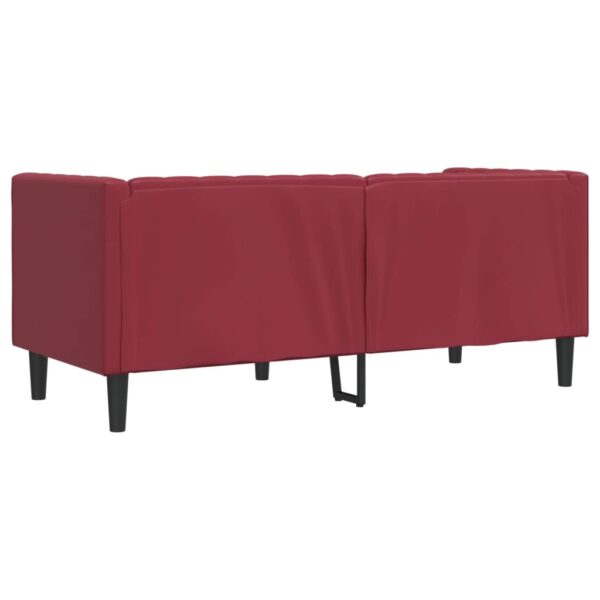 VidaXL Sofá chesterfield 2 lugares couro artificial vermelho tinto - Image 5