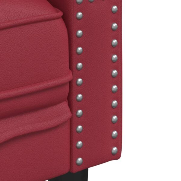 VidaXL Sofá chesterfield 2 lugares couro artificial vermelho tinto - Image 6