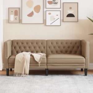 VidaXL Sofá chesterfield 2 lugares couro artificial cappuccino