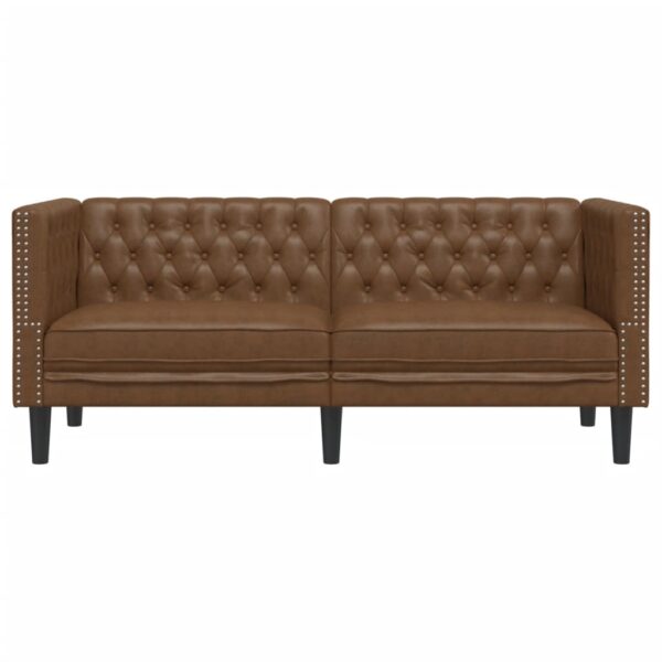 Sofá chesterfield 2 lugares camurça artificial castanho - Image 3