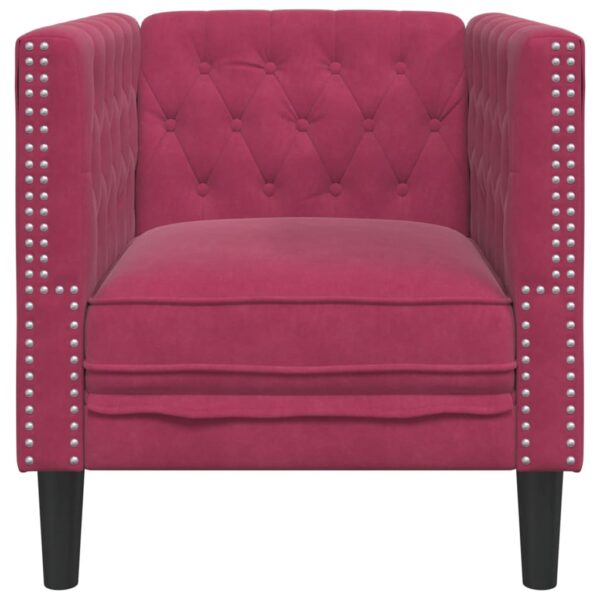 Sofá chesterfield veludo vermelho tinto - Image 3