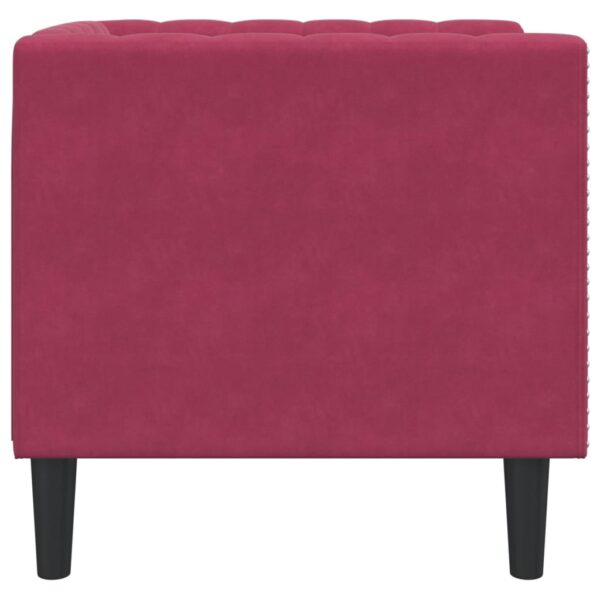 Sofá chesterfield veludo vermelho tinto - Image 4