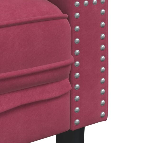 Sofá chesterfield veludo vermelho tinto - Image 6