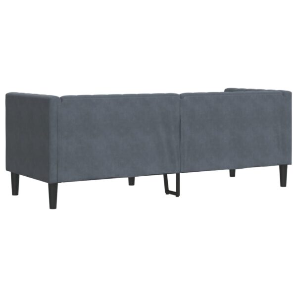 Sofá chesterfield com rolos 3 lugares veludo cinzento-escuro - Image 5