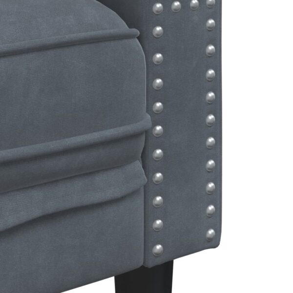 Sofá chesterfield com rolos 3 lugares veludo cinzento-escuro - Image 6