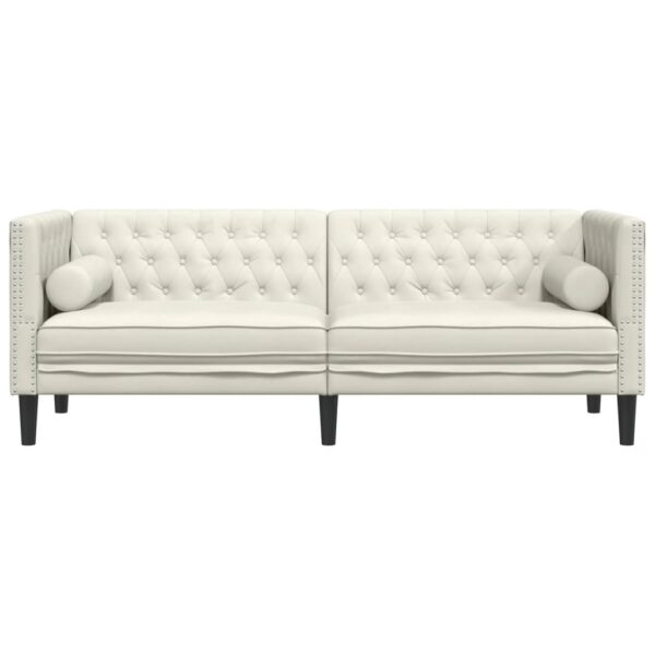 Sofá chesterfield com rolos 3 lugares veludo rosa - Image 3