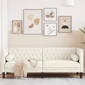 Sofá chesterfield com rolos 3 lugares veludo rosa