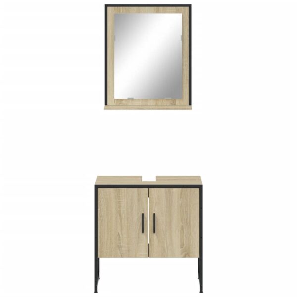 2 pcs conj. móveis casa banho derivados madeira carvalho sonoma - Image 5