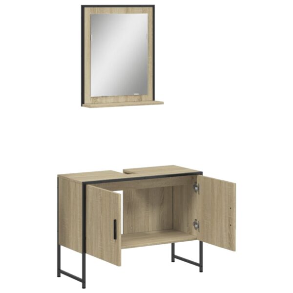 2 pcs conj. móveis casa banho derivados madeira carvalho sonoma - Image 4