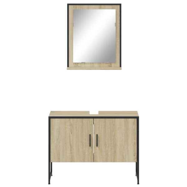 2 pcs conj. móveis casa banho derivados madeira carvalho sonoma - Image 5