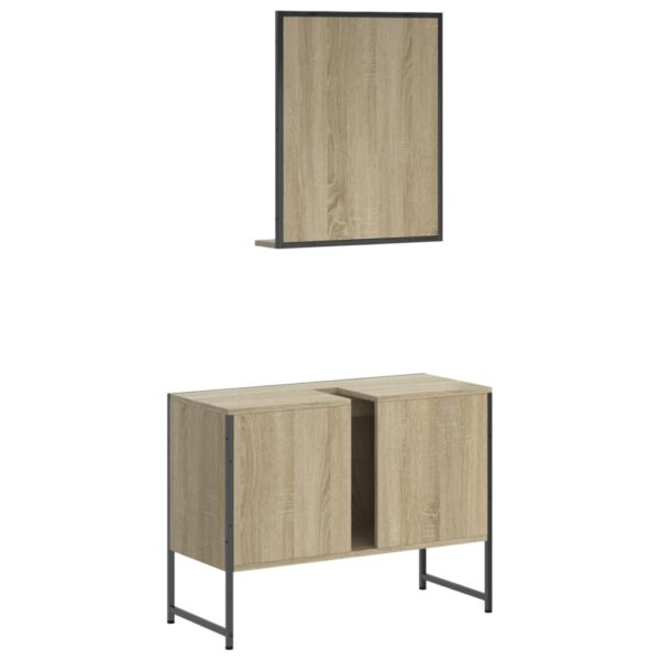 2 pcs conj. móveis casa banho derivados madeira carvalho sonoma - Image 7