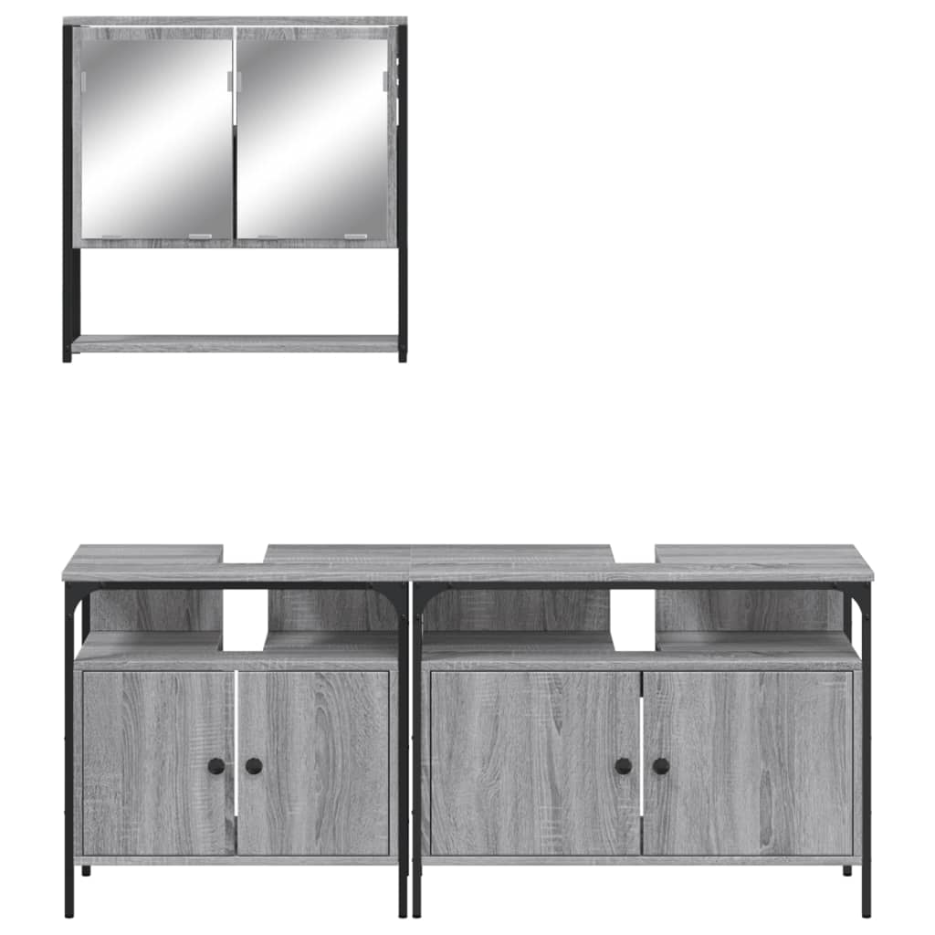 3 pcs Conjunto móveis casa de banho madeira proc. cinza sonoma - Image 4