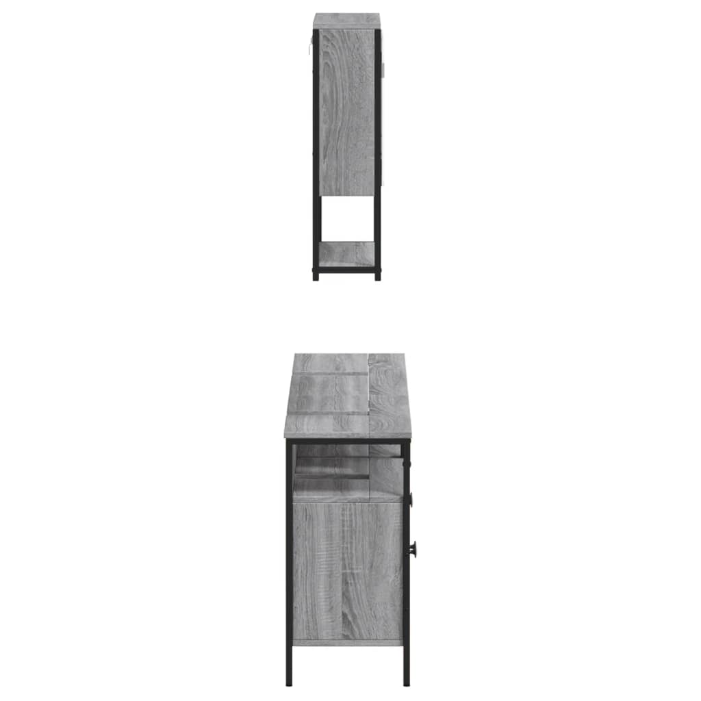 3 pcs Conjunto móveis casa de banho madeira proc. cinza sonoma - Image 6