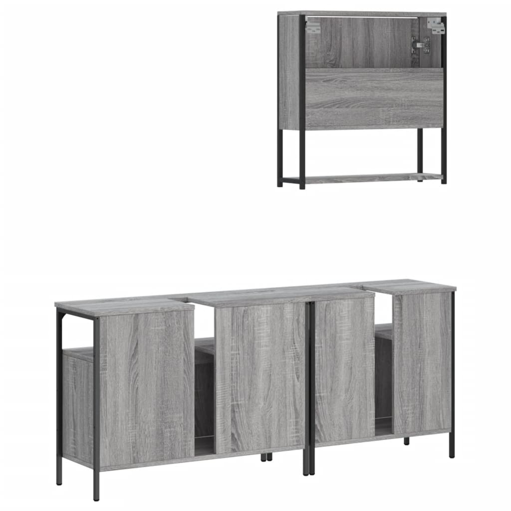 3 pcs Conjunto móveis casa de banho madeira proc. cinza sonoma - Image 7