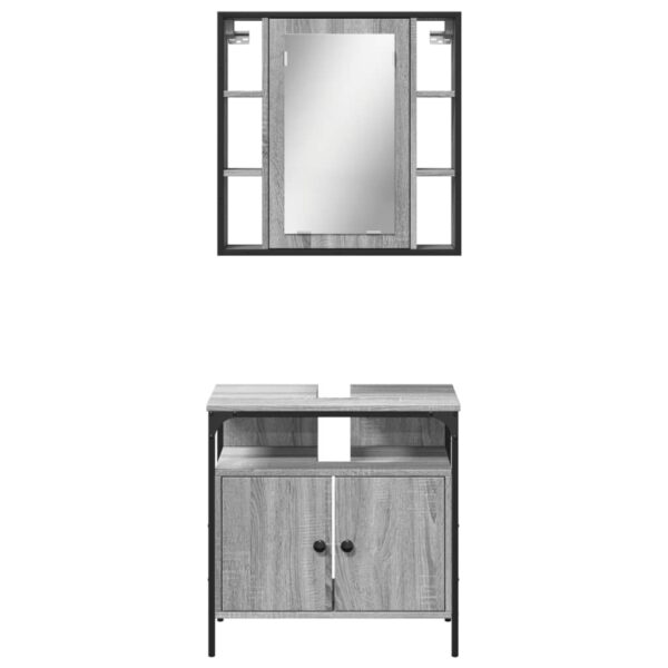 2 pcs conjunto móveis WC derivados de madeira sonoma cinza - Image 5
