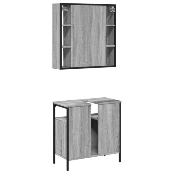 2 pcs conjunto móveis WC derivados de madeira sonoma cinza - Image 7