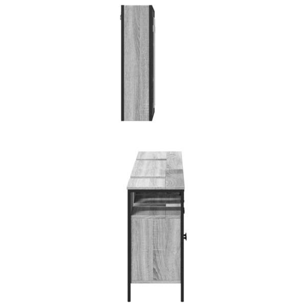 3 pcs conjunto móveis WC derivados de madeira cinzento sonoma - Image 6