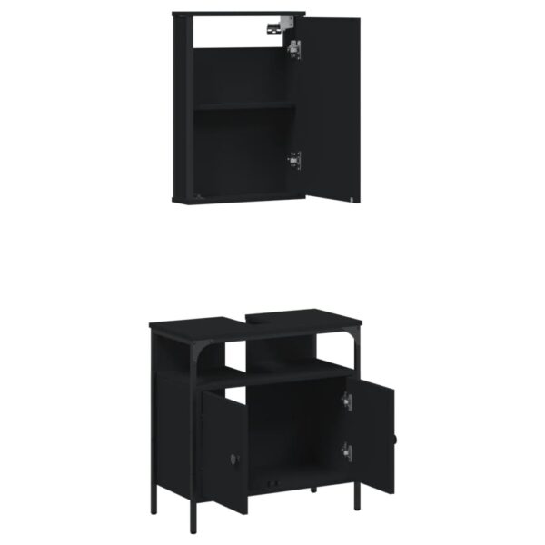 2 pcs conjunto móveis casa de banho derivados de madeira preto - Image 4