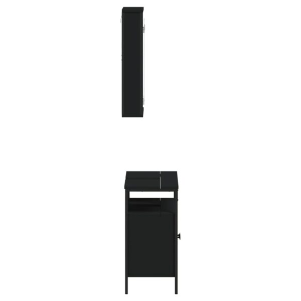 2 pcs conjunto móveis casa de banho derivados de madeira preto - Image 6