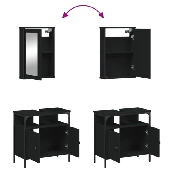 2 pcs conjunto móveis casa de banho derivados de madeira preto - Image 8