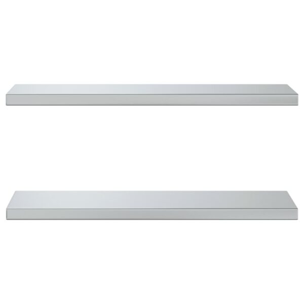 Prateleiras de parede 2 pcs 75x23,5x3cm aço inoxidável prateado - Image 4