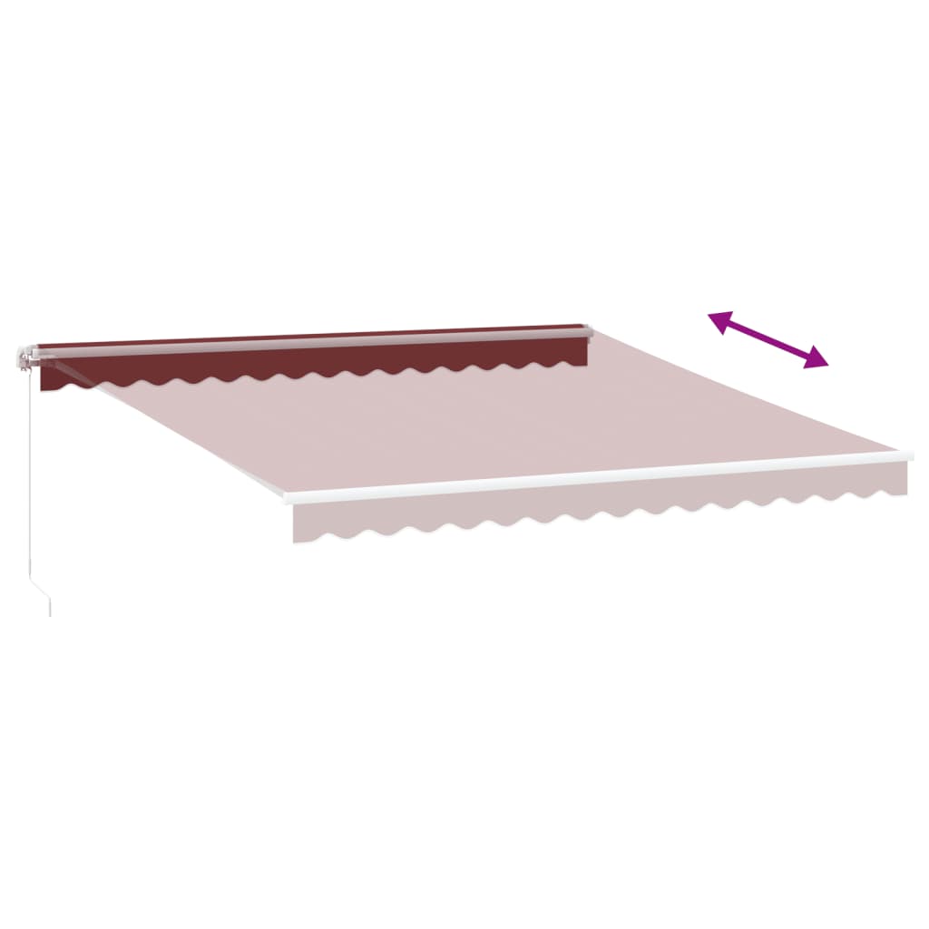 Toldo retrátil manual com luz LED 400x300 cm bordô - Image 5