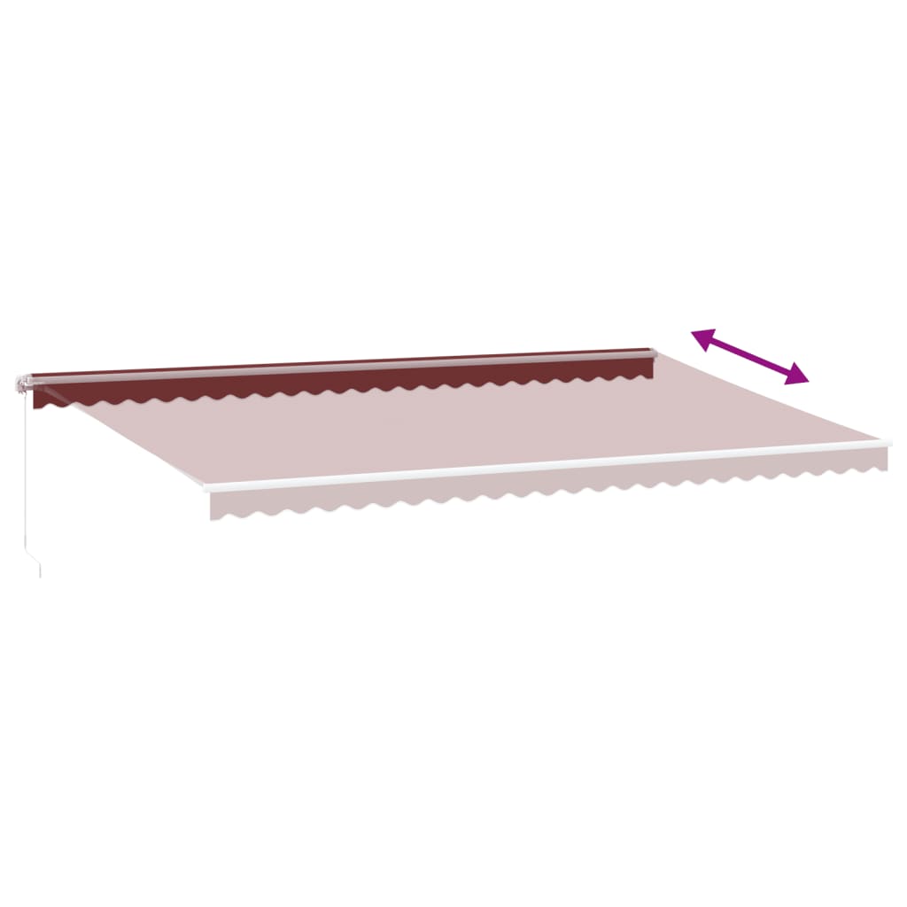 Toldo retrátil manual com luz LED 600x300 cm bordô - Image 5