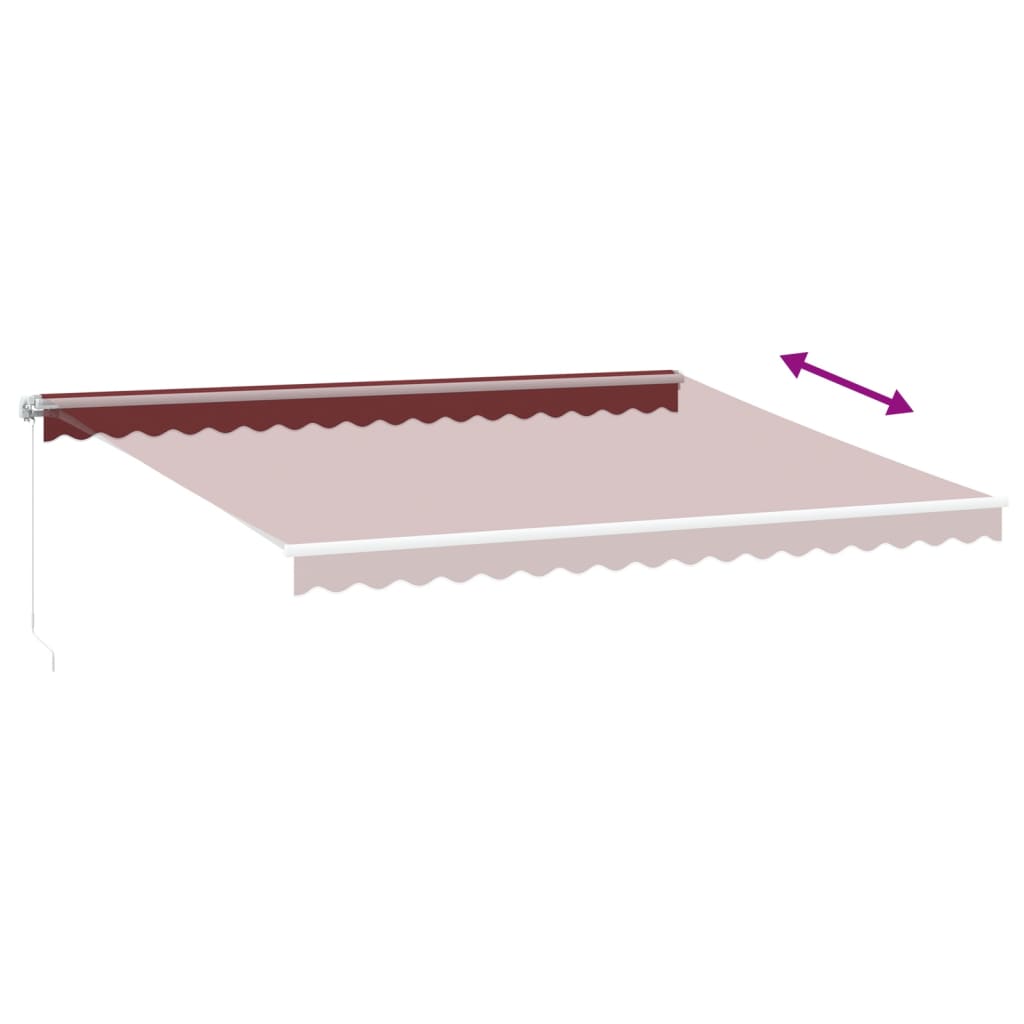 Toldo retrátil manual com luz LED 450x350 cm bordô - Image 4