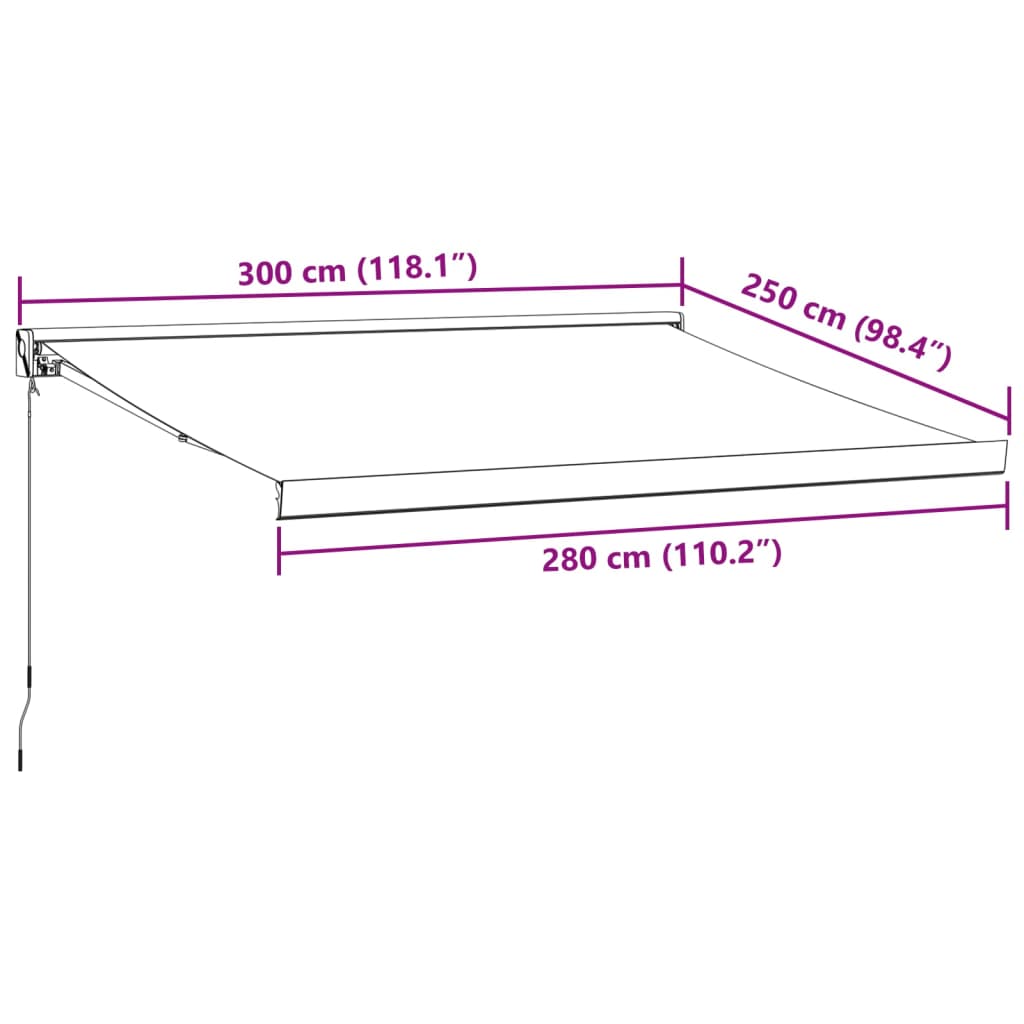 Toldo retrátil manual 300x250 cm bordô - Image 8