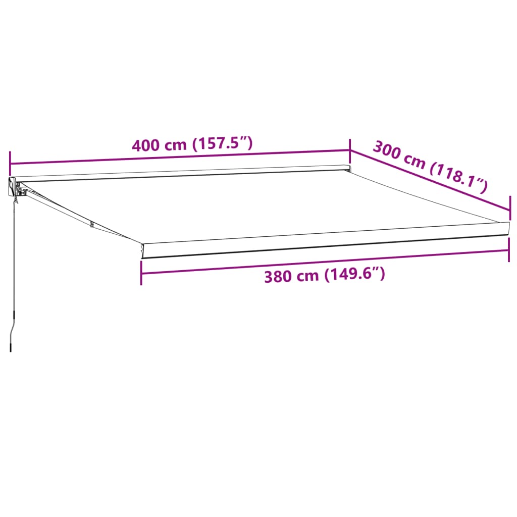 Toldo retrátil manual 400x300 cm bordô - Image 8
