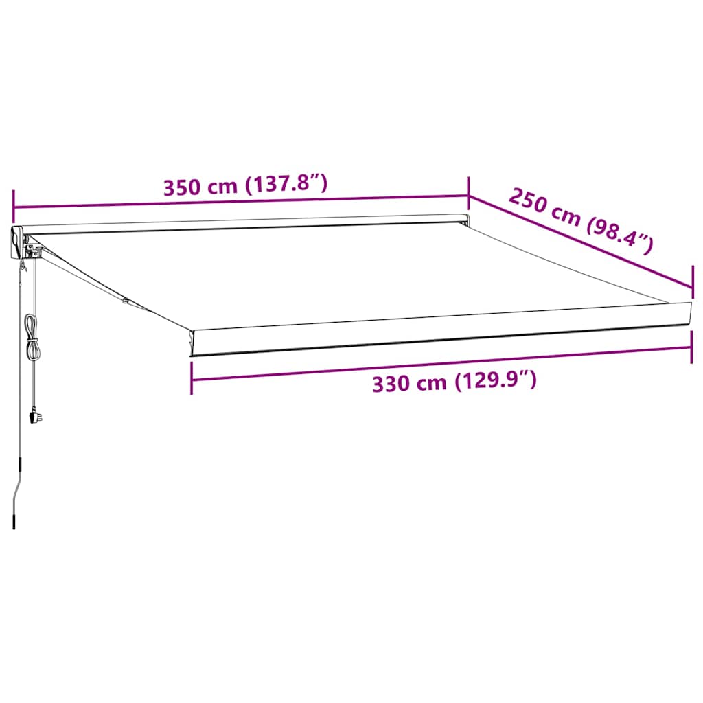 Toldo retrátil automático 350x250 cm bordô - Image 9