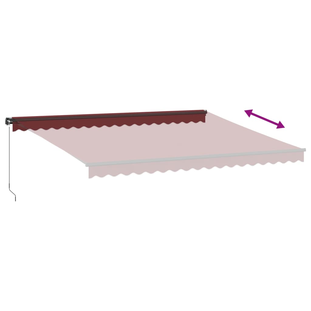 Toldo retrátil manual com luzes LED 450x300 cm bordô - Image 5