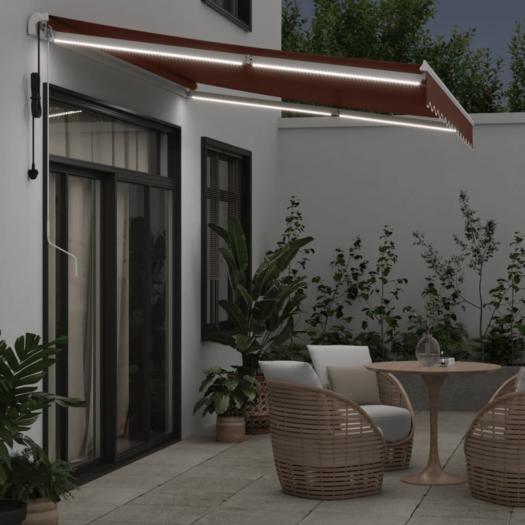 Toldo retrátil automático com luz LED 350x250 cm castanho - Image 2
