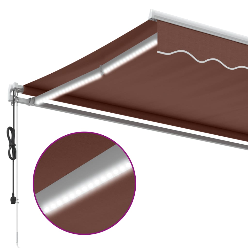 Toldo retrátil automático com luz LED 350x250 cm castanho - Image 8