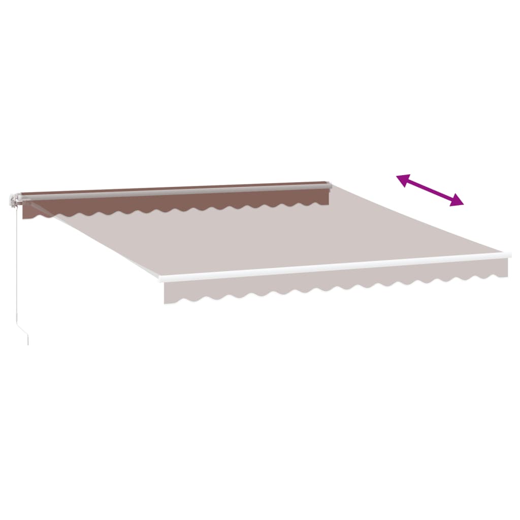 Toldo retrátil manual com luz LED 400x300 cm castanho - Image 5