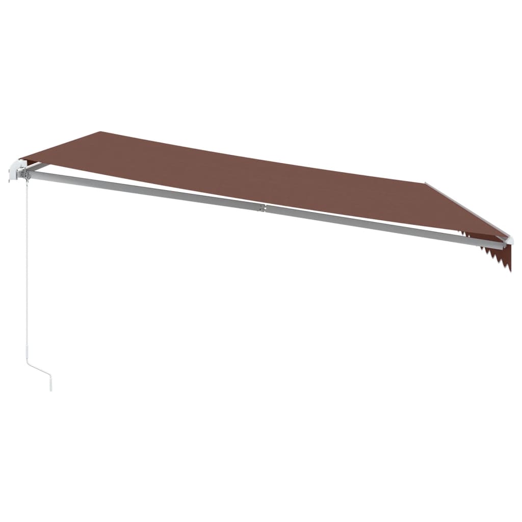 Toldo retrátil manual com luz LED 450x350 cm castanho - Image 4