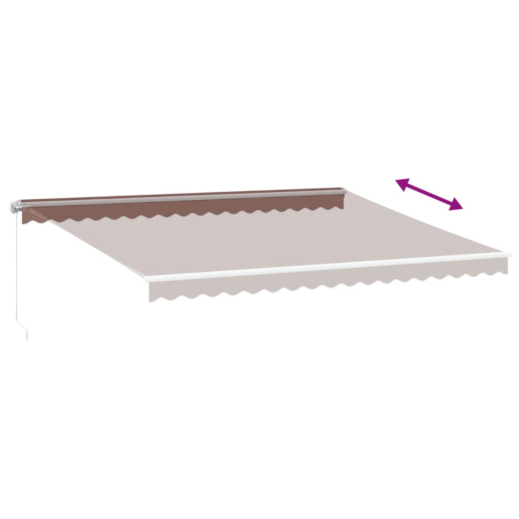 Toldo retrátil manual com luz LED 450x350 cm castanho - Image 5
