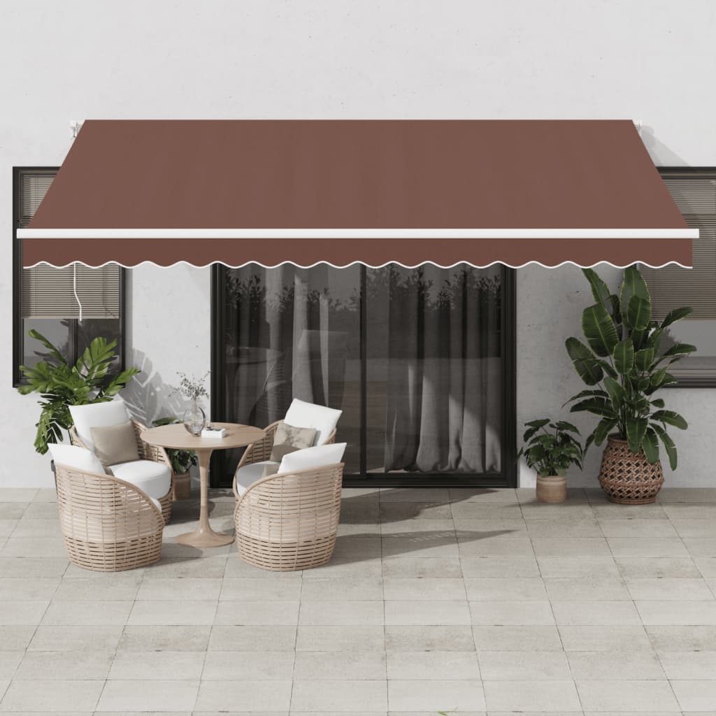 Toldo retrátil manual com luz LED 450x350 cm castanho